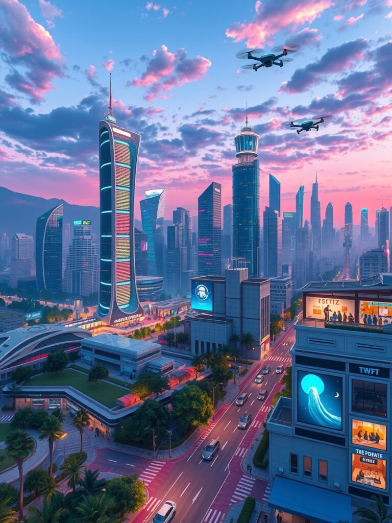 Futuristic Cityscape with Advanced Technology – free AI stock image