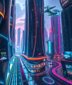Futuristic Cityscape with Advanced Technology – free AI stock image