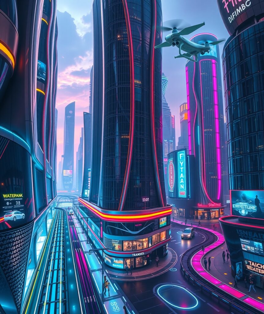 Futuristic Cityscape with Advanced Technology – free AI stock image