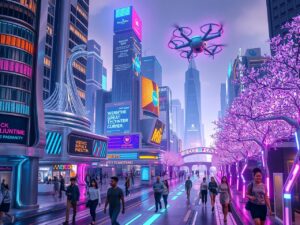 Futuristic Cityscape with Advanced Technology – free AI stock image
