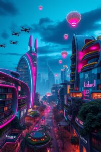 Futuristic Cityscape with Advanced Technology – free AI stock image
