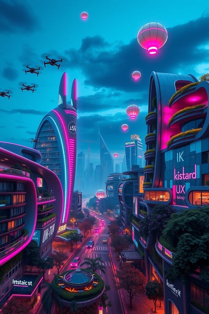 Futuristic Cityscape with Advanced Technology – free AI stock image