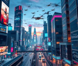 Futuristic Cityscape with Advanced Technology – free AI stock image