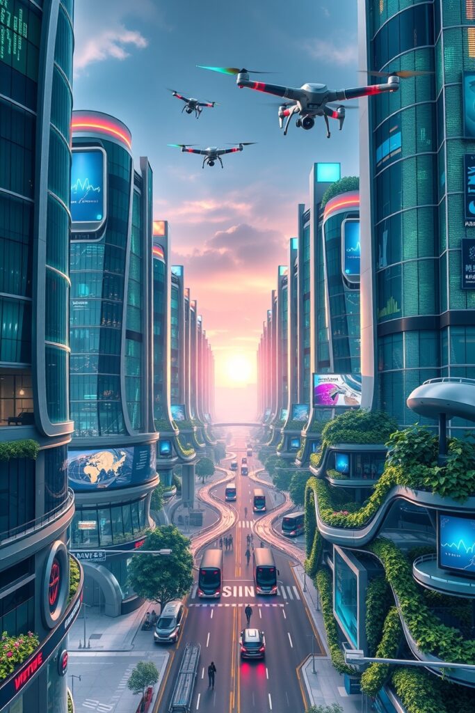 Futuristic Cityscape with Advanced Technology – free AI stock image