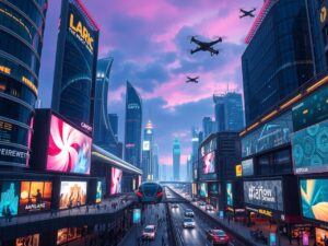 Futuristic Cityscape with Advanced Technology – free AI stock image