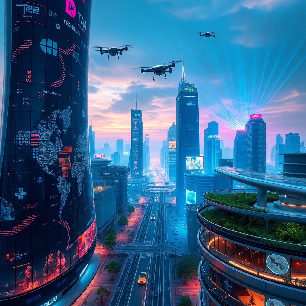 Futuristic Cityscape with Advanced Technology – free AI stock image