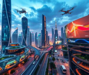Futuristic Cityscape with Advanced Technology – free AI stock image