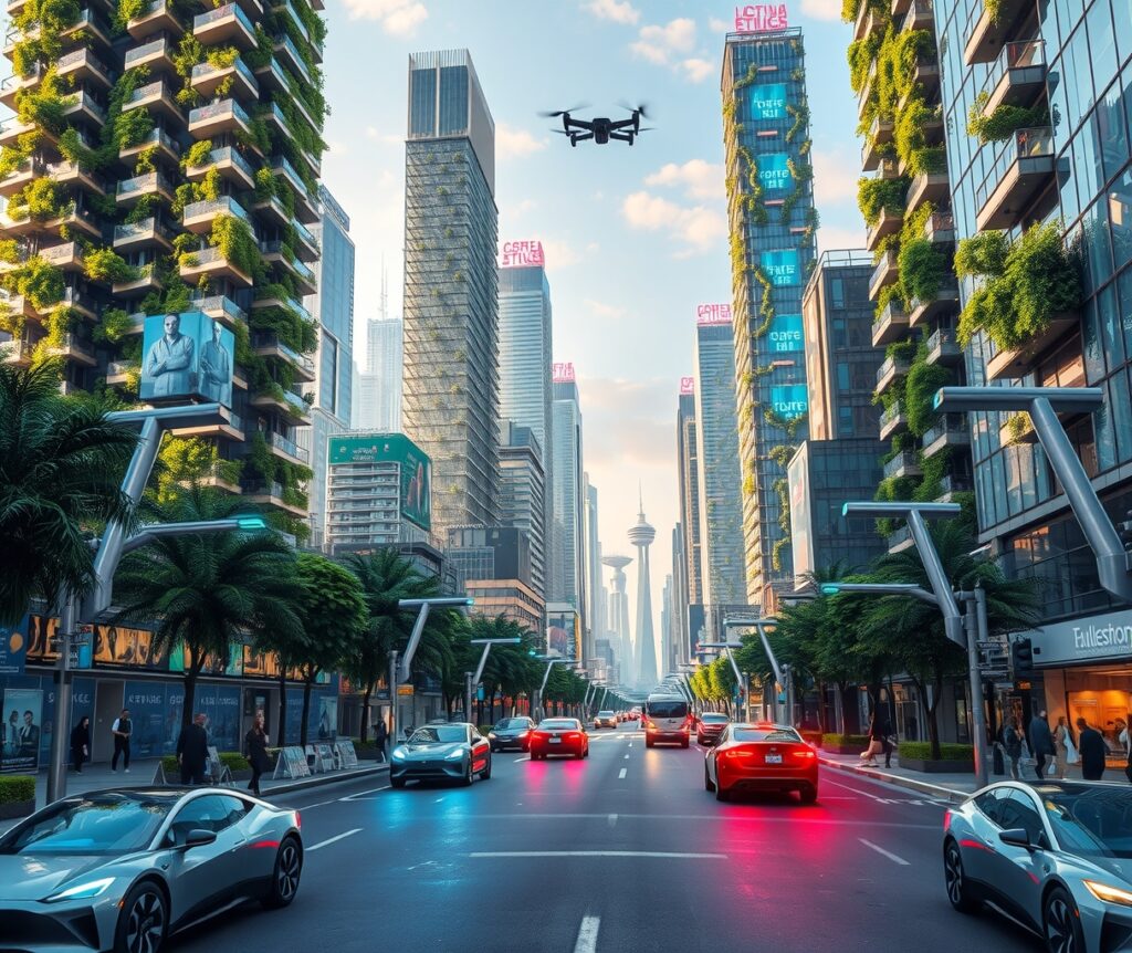 Futuristic Cityscape with Advanced Technology – free AI stock image