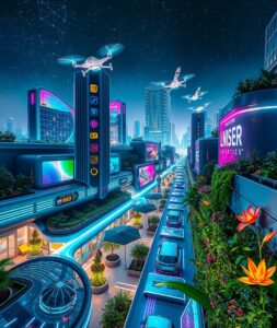 Futuristic Cityscape with Advanced Technology – free AI stock image