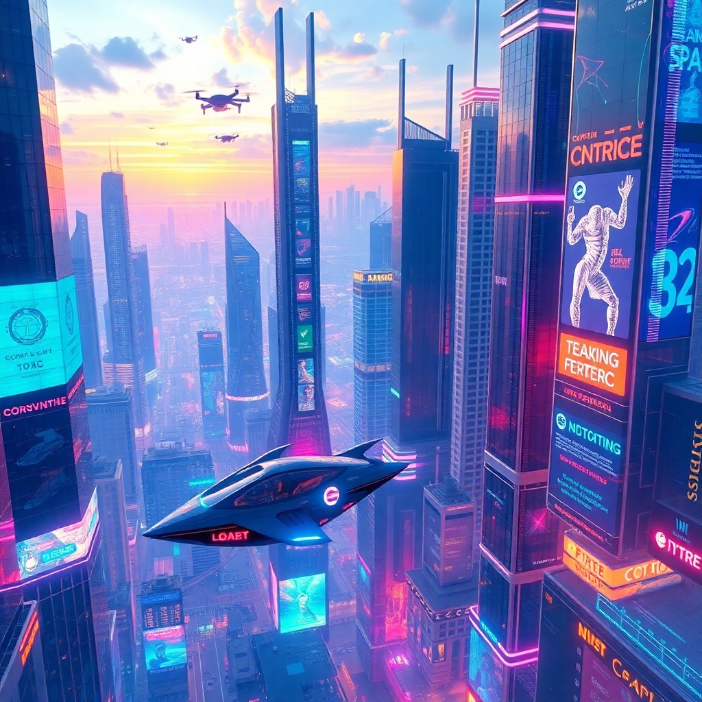 Futuristic Cityscape with Advanced Technology – free AI stock image