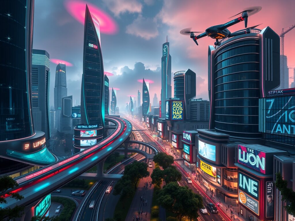 Futuristic Cityscape with Advanced Technology – free AI stock image
