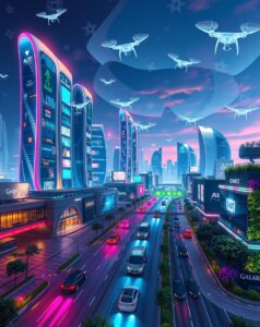 Futuristic Cityscape with Advanced Technology – free AI stock image