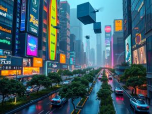 Futuristic Cityscape with Advanced Technology – free AI stock image