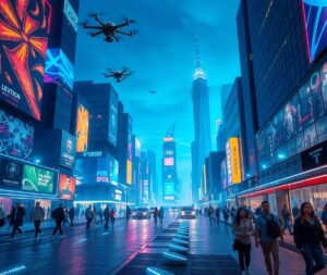 Futuristic Cityscape with Advanced Technology – free AI stock image