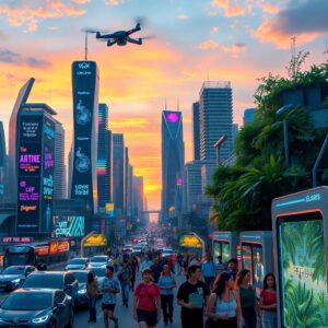 Futuristic Cityscape with Advanced Technology – free AI stock image