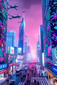 Futuristic Cityscape with Advanced Technology – free AI stock image