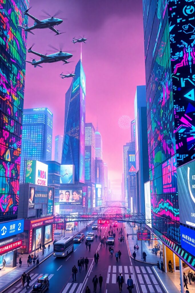 Futuristic Cityscape with Advanced Technology – free AI stock image