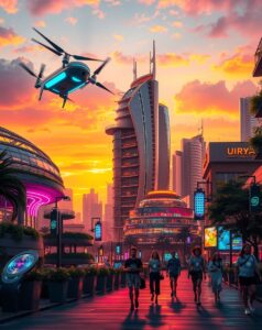 Futuristic Cityscape with Advanced Technology – free AI stock image