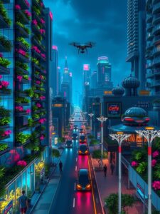 Futuristic Cityscape with Advanced Technology – free AI stock image