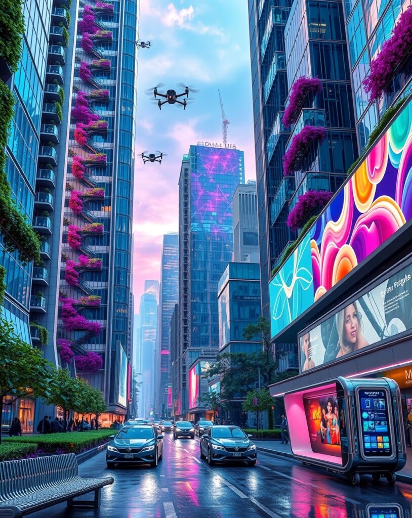 Futuristic Cityscape with Advanced Technology – free AI stock image