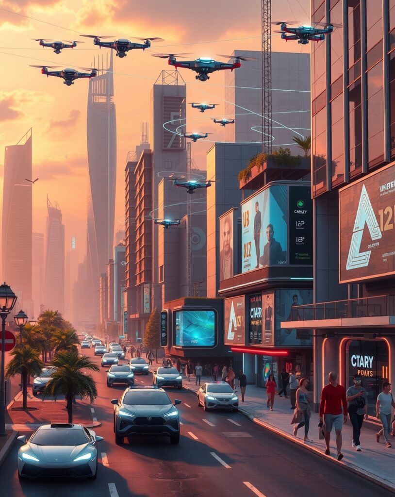 Futuristic Cityscape with Advanced Technology – free AI stock image