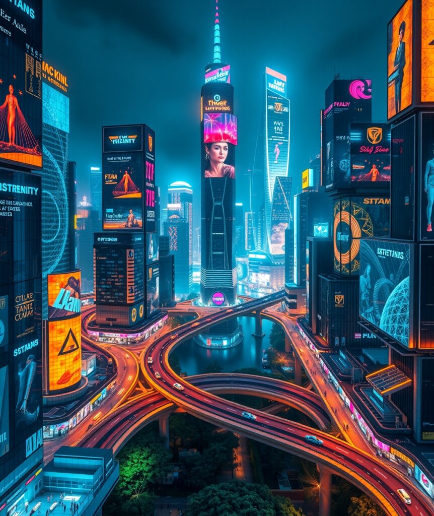 Futuristic Cityscape with Advanced Technology – free AI stock image