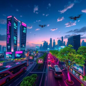 Futuristic Cityscape with Advanced Technology – free AI stock image
