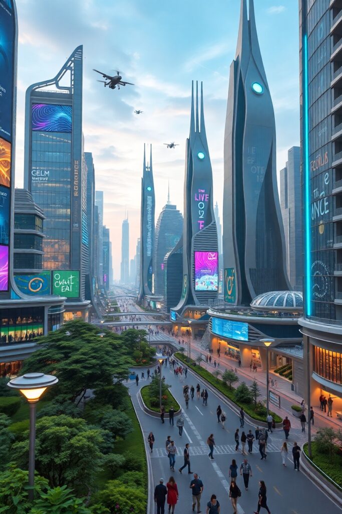 Futuristic Cityscape with Advanced Technology – free AI stock image