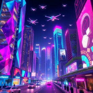 Futuristic Cityscape with Advanced Technology – free AI stock image