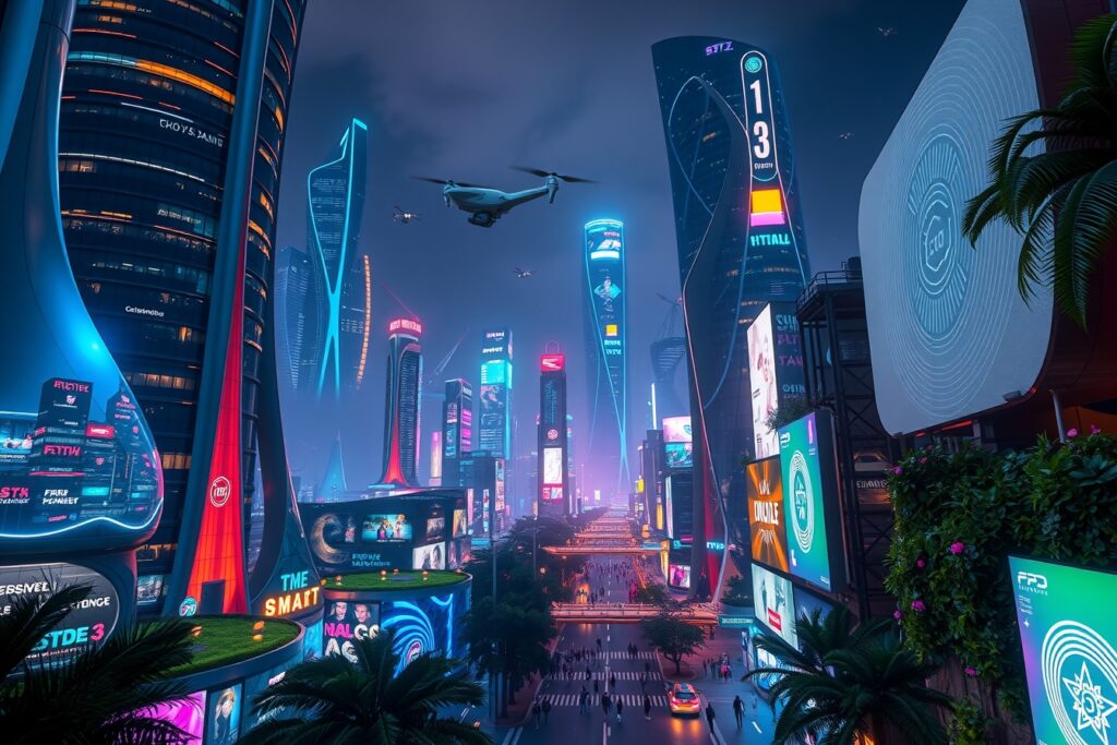 Futuristic Cityscape with Advanced Technology – free AI stock image