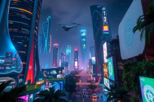 Futuristic Cityscape with Advanced Technology – free AI stock image