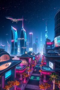 Futuristic Cityscape with Advanced Technology – free AI stock image