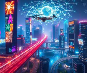 Futuristic Cityscape with Advanced Technology – free AI stock image
