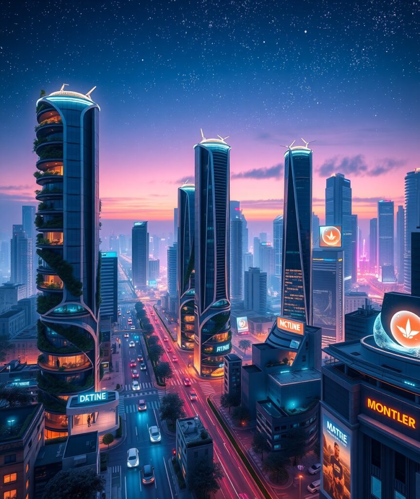 Futuristic Cityscape with Advanced Technology – free AI stock image