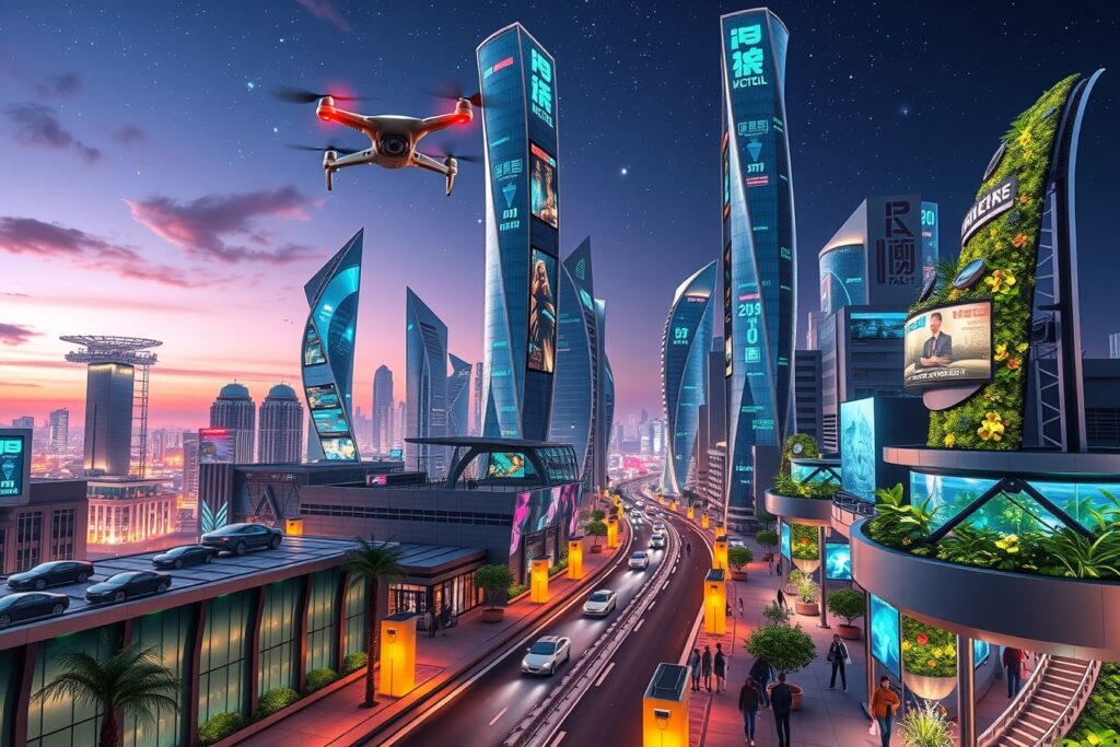 Futuristic Cityscape with Advanced Technology – free AI stock image