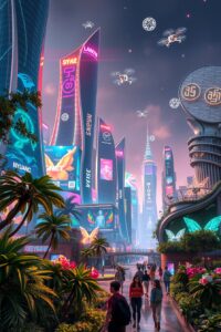 Futuristic Cityscape with Advanced Technology – free AI stock image
