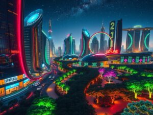 Futuristic Cityscape with Advanced Technology – free AI stock image