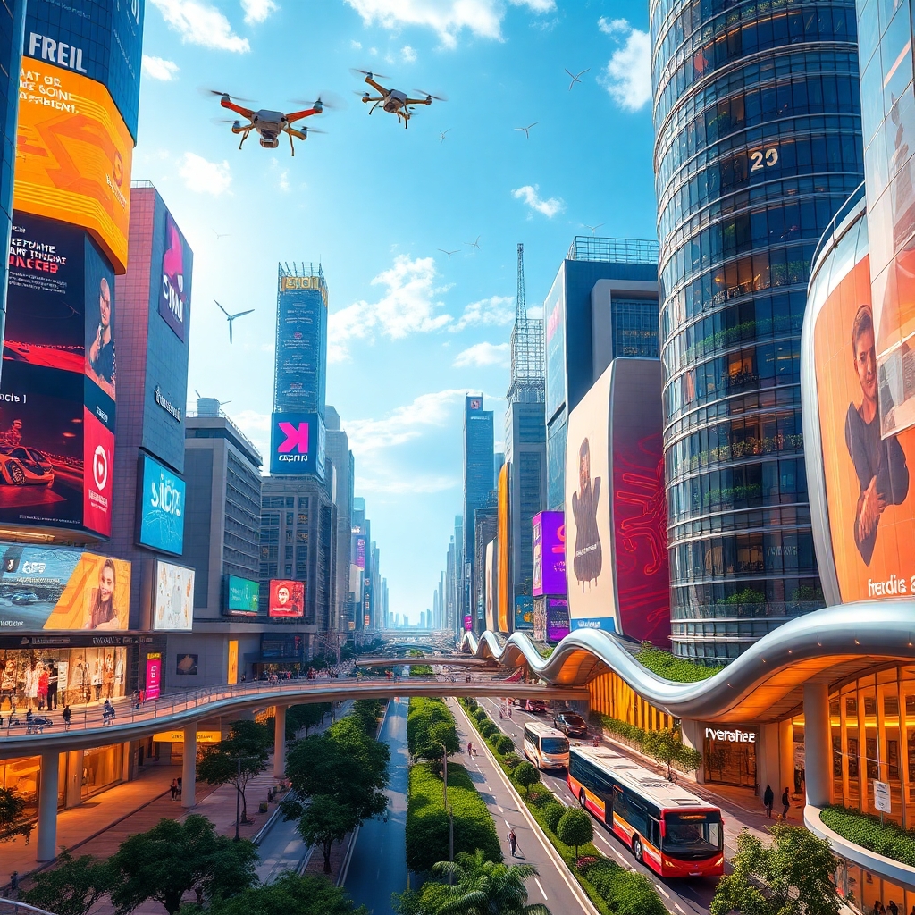 Futuristic Cityscape with Advanced Technology – free AI stock image