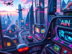 Futuristic Cityscape with Advanced Technology – free AI stock image