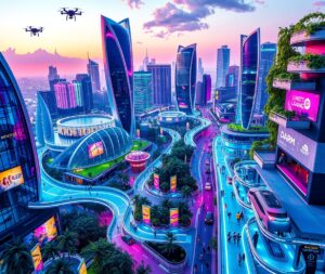 Futuristic Cityscape with Advanced Technology – free AI stock image