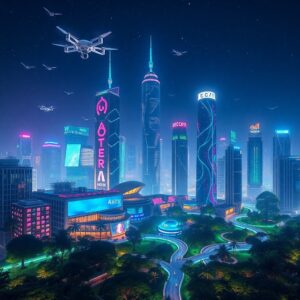Futuristic Cityscape with Advanced Technology – free AI stock image