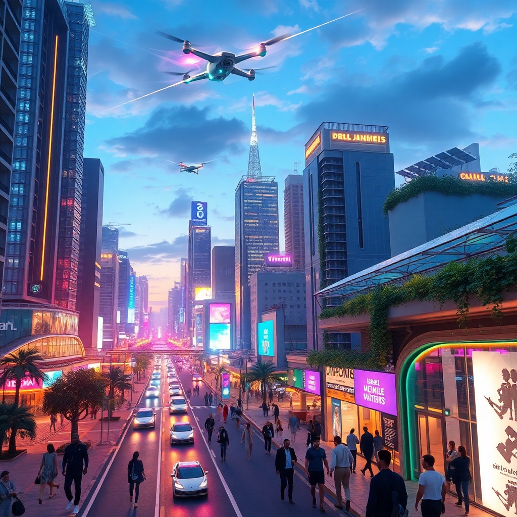 Futuristic Cityscape with Advanced Technology – free AI stock image