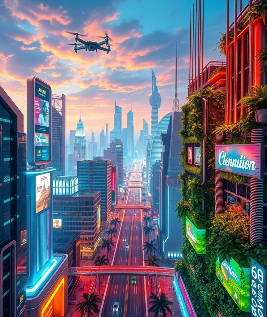 Futuristic Cityscape with Advanced Technology – free AI stock image