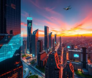 Futuristic Cityscape with Advanced Technology – free AI stock image
