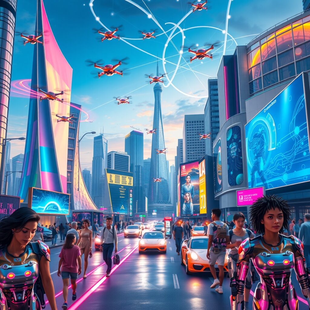 Futuristic Cityscape with Advanced Technology – free AI stock image