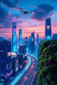 Futuristic Cityscape with Advanced Technology – free AI stock image