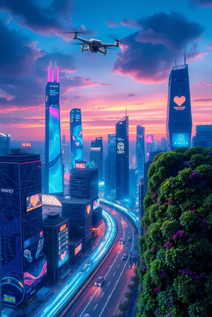 Futuristic Cityscape with Advanced Technology – free AI stock image