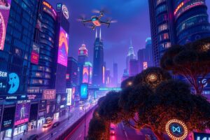 Futuristic Cityscape with Advanced Technology – free AI stock image