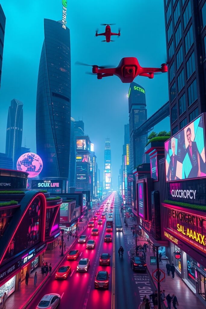 Futuristic Cityscape with Advanced Technology – free AI stock image