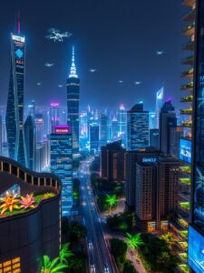 Futuristic Cityscape with Advanced Technology – free AI stock image